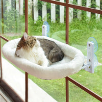 Hamac pour Chat Fenêtre Pliable, Housse Zippée Réversible Peluche et Maille, Blanc ou Gris