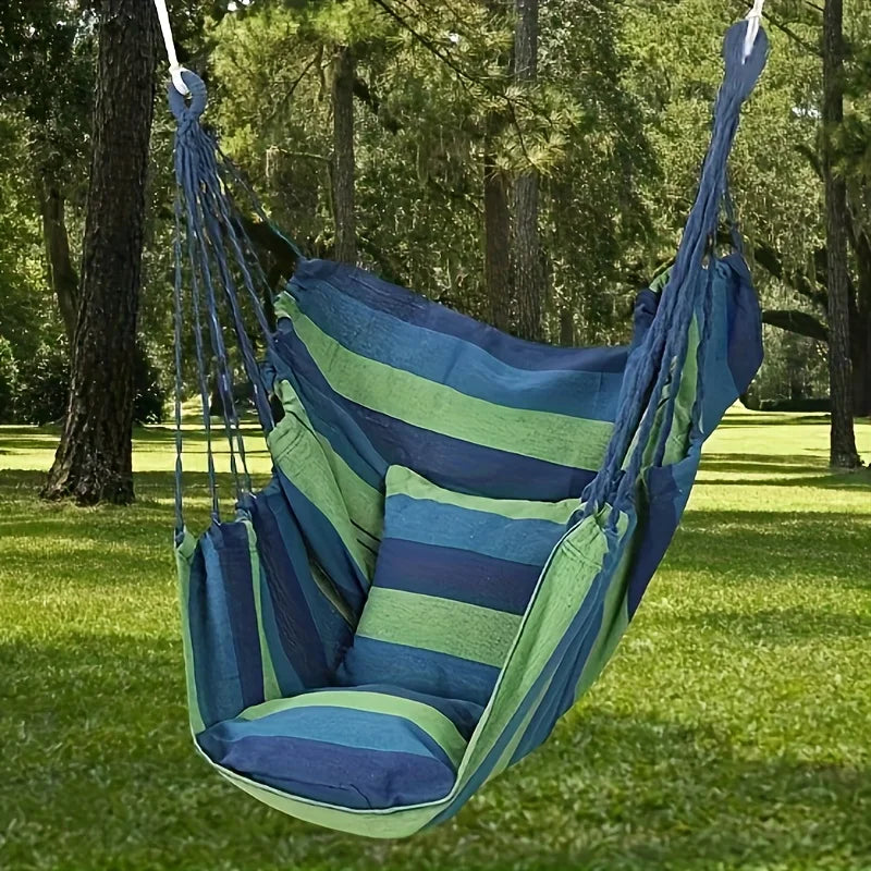 Chaise Hamac Suspendue en Toile Rayée, 130 x 100 cm, avec Sac de Rangement, 3 Coloris, vue 2
