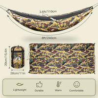 Sous-Couette pour Hamac Isolante 240 x 110 cm, Coton Creux 250 g/m², Camouflage ou Vert Militaire, vue 5