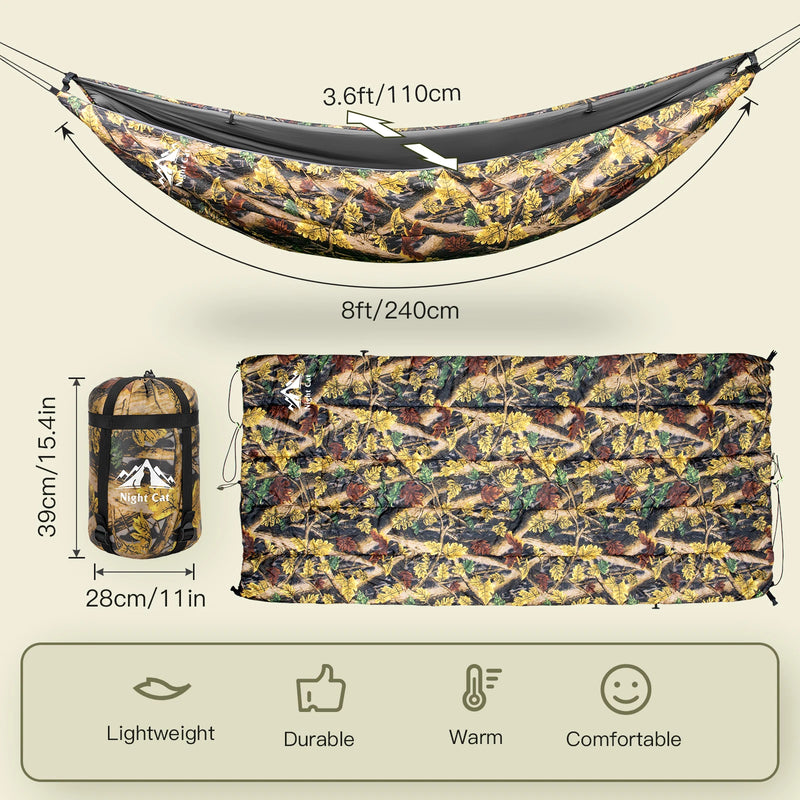 Sous-Couette pour Hamac Isolante 240 x 110 cm, Coton Creux 250 g/m², Camouflage ou Vert Militaire, vue 5