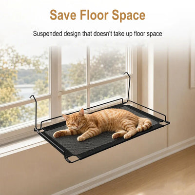 Hamac pour Chat Pliable à Accrocher au Radiateur ou au Rebord, Fer Noir et Maille, 45 x 30 cm