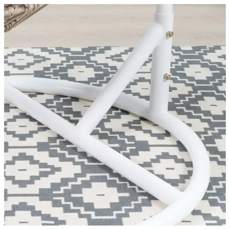 Fauteuil Œuf Suspendu sur Pied en Métal, Assise Tressée avec Coussin, vue 5