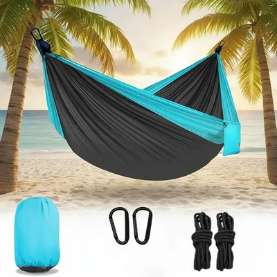 Hamac de camping simple en nylon 220 x 90 cm, sangles et mousquetons fournis