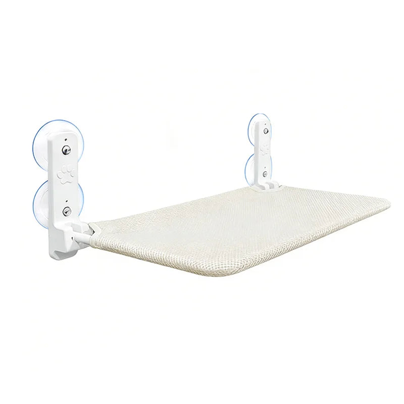 Hamac pour Chat Fenêtre Pliable, Cadre Blanc, Housse Blanche ou Grise, 52 ou 60 cm, vue 6