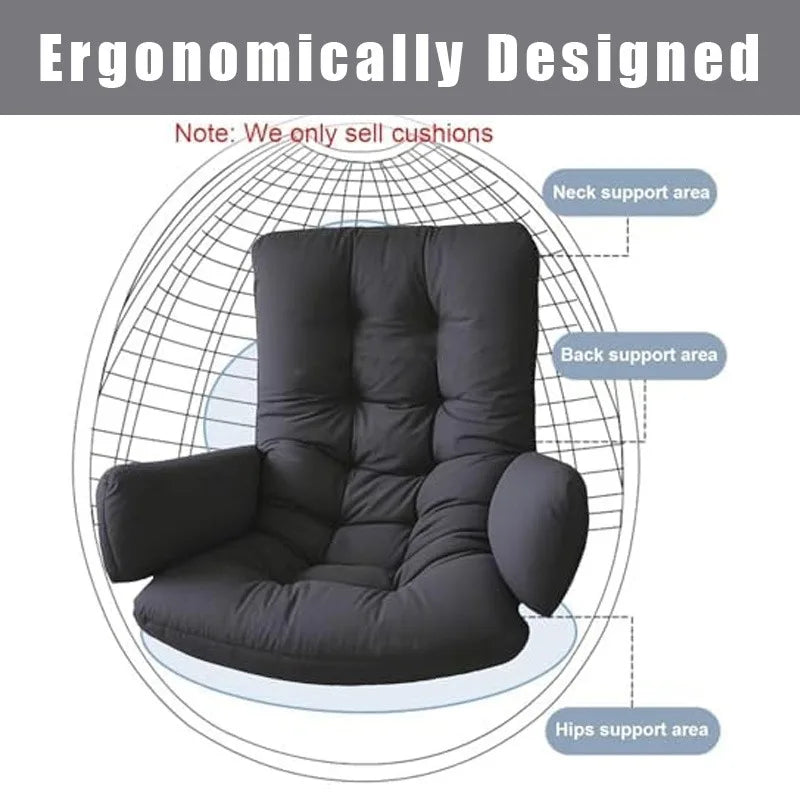 Coussin Fauteuil Suspendu Œuf Matelassé, Dossier et Côtés, 120 x 60 cm, vue 2