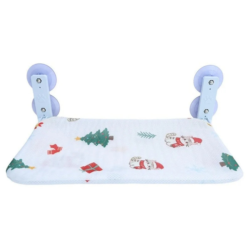 Hamac pour chat de fenêtre à ventouses, pliable, motif sapins de Noël, 52 x 30 cm, vue 7