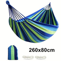 Hamac Rayé en Toile de Coton 260 cm, 3 Largeurs, Rouge ou Bleu, avec Sac et Cordes, vue 8