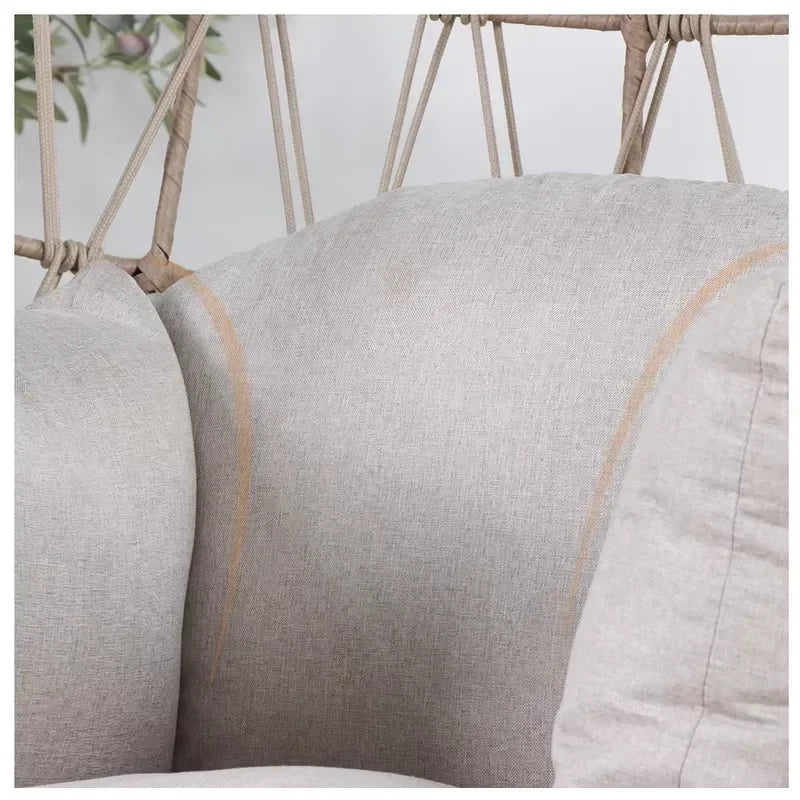 Fauteuil Œuf Suspendu sur Pied en Métal, Assise Tressée avec Coussin, vue 6