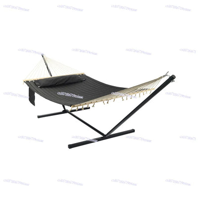 Hamac Matelassé Anthracite sur Pied, Support Métal Noir et Oreiller