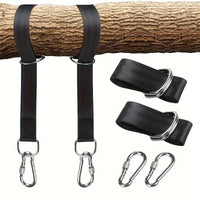 Sangles de Suspension Noires pour Hamac et Barre Fixe, Lot de 2 avec Mousquetons, 25 ou 35 cm