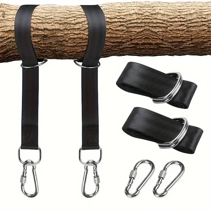 Sangles de Suspension Noires pour Hamac et Barre Fixe, Lot de 2 avec Mousquetons, 25 ou 35 cm