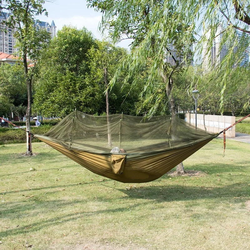 Hamac de Camping Double Moustiquaire, Nylon 300 x 200 cm, Sangles Incluses, vue 2