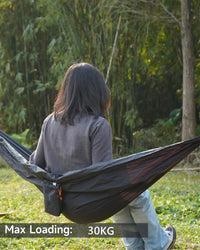 Hamac de camping avec toile pare-soleil 290 x 140 cm et hamac de rangement suspendu, vue 5
