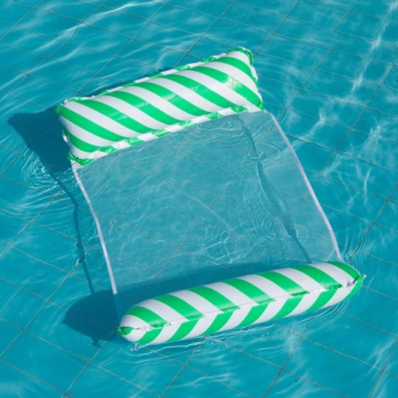 Hamac Flottant Gonflable Pliable avec Filet en Nylon, 122 x 70 cm, Bleu Turquoise ou Vert, vue 8