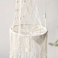 Hamac pour Chat Suspendu en Macramé Blanc Cassé à Longues Franges, Taille M ou L, vue 4