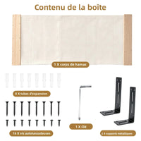 Hamac Mural pour Chat en Bois et Toile Blanc Cassé, 85 x 33 cm, vue 6