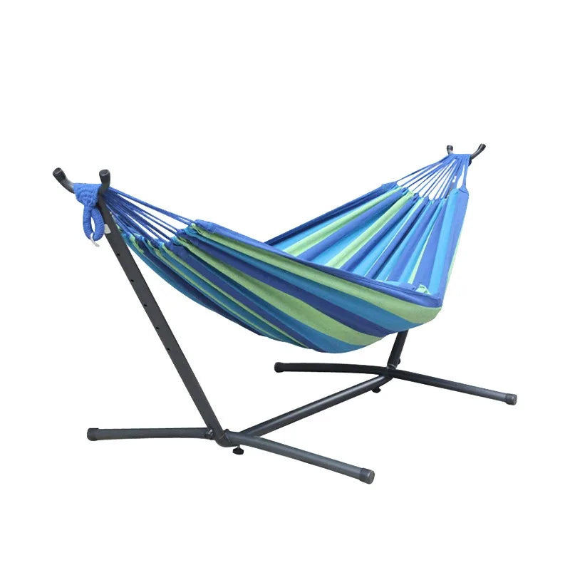 Hamac sur Pied 1 Place, Toile de Coton Rayée, Support 260 cm, vue 3