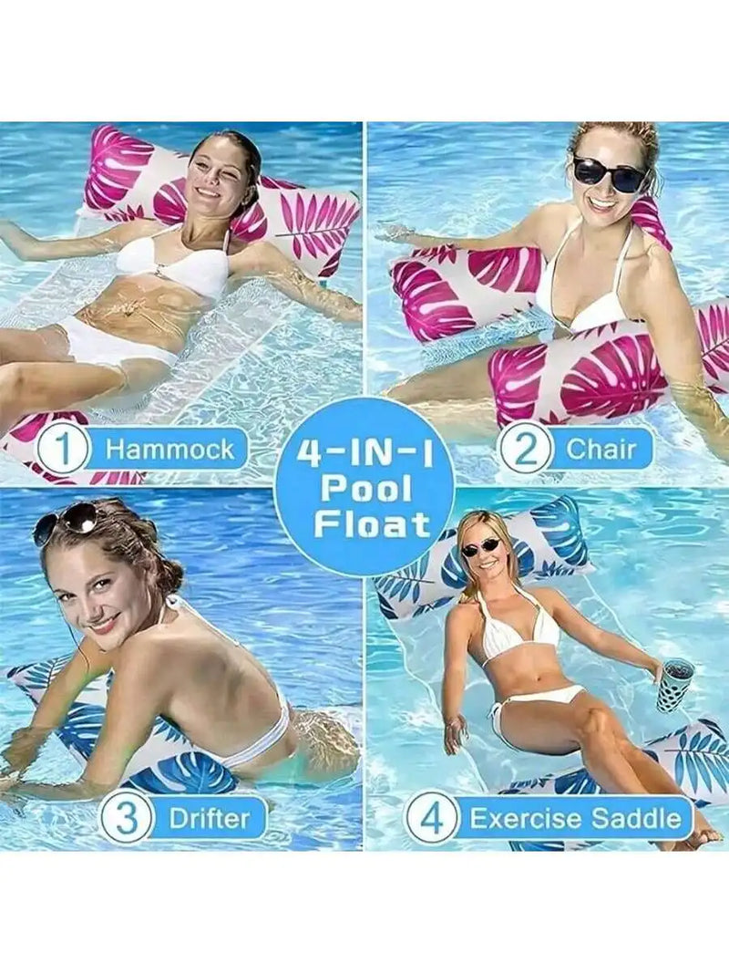 Hamac Gonflable de Piscine 4 en 1 en PVC, Filet Respirant, Marguerites ou Feuilles, 129,5 x 70 cm, vue 2