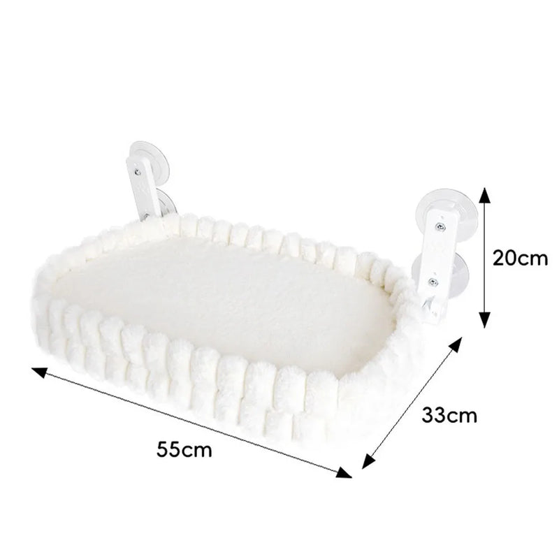 Hamac pour Chat de Fenêtre à Ventouses en Peluche, Pliable, Blanc ou Gris, 55 x 33 cm, vue 6