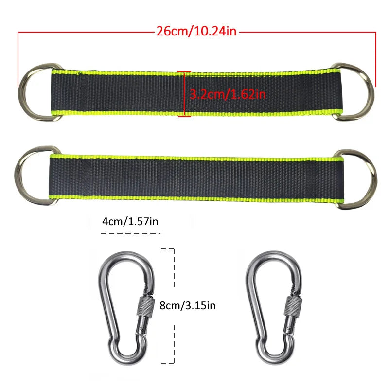 Sangles Courtes pour Hamac et Balançoire, 26 cm, Anneaux en D et 2 Mousquetons Vissants, vue 2