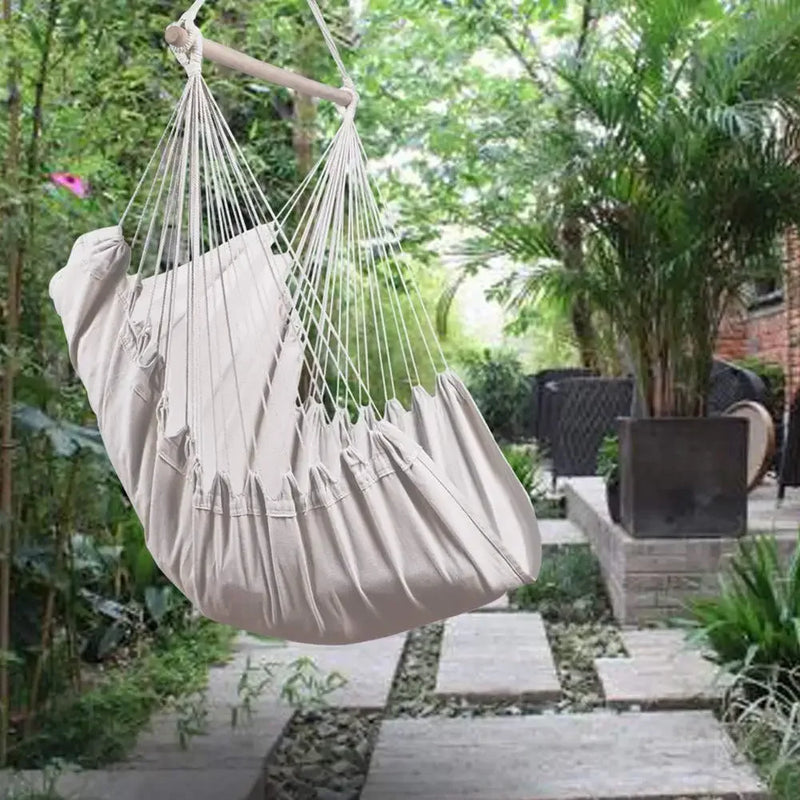 Chaise Hamac Suspendue en Coton, Sans Barre, 130 x 100 cm, Rayée ou à Franges