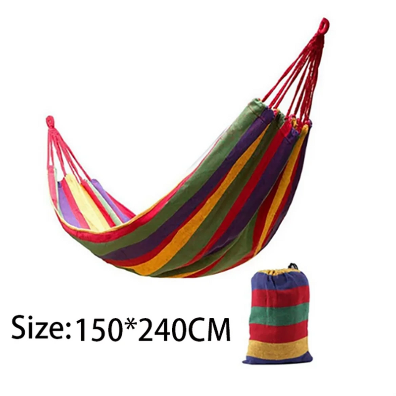 Hamac en Coton Rayé, 240 cm, Rouge ou Bleu, avec Sac, vue 11