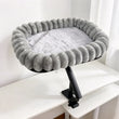 Hamac pour Chat de Bureau à Bras Pivotant 360°, Bord Boudiné en Peluche Grise, 45 x 35 cm