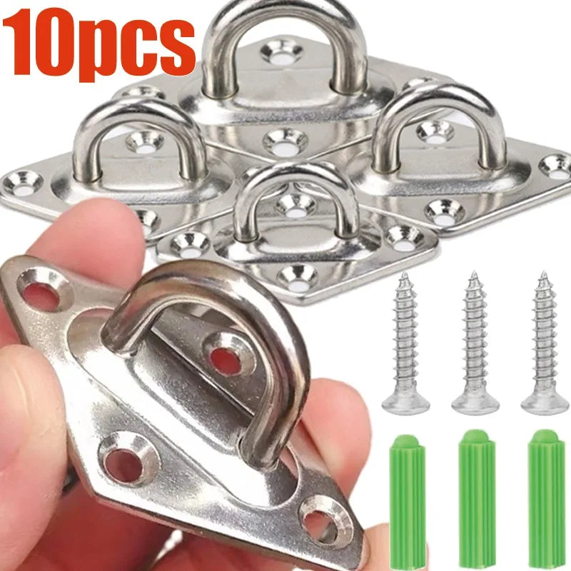 Platine à Anneau Losange en Inox 304 pour Hamac, avec Vis et Chevilles