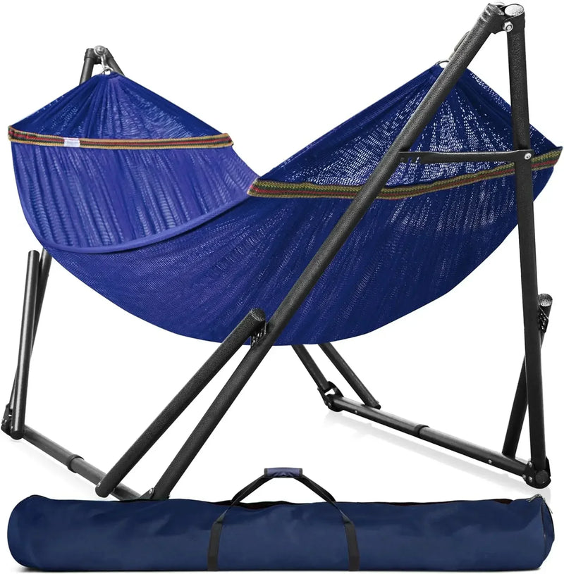 Hamac sur Pied Pliable 2 Places, Barres en Bois et Sac de Transport, vue 7