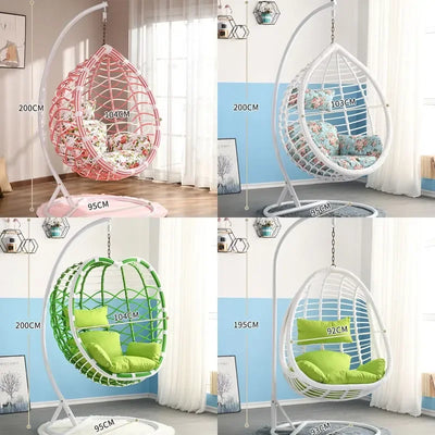 Fauteuil Suspendu Œuf en Résine Tressée avec Pied en Arc, 6 Coloris