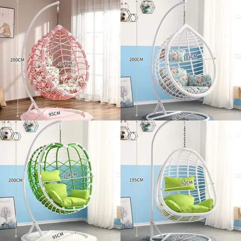 Fauteuil Suspendu Œuf en Résine Tressée avec Pied en Arc, 6 Coloris