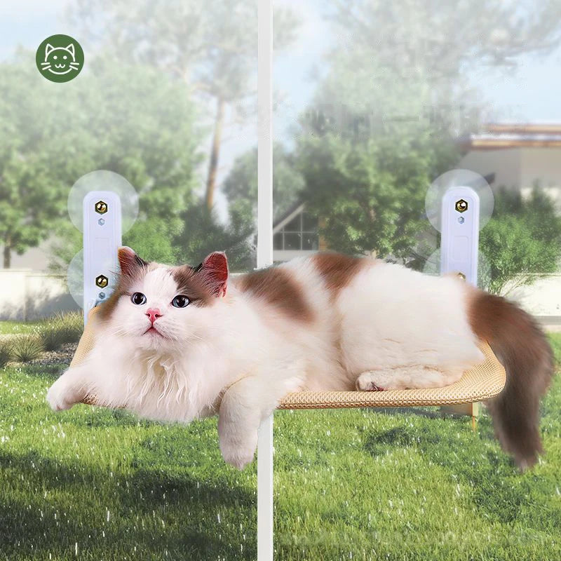 Hamac pour Chat Fenêtre Pliable à Ventouses, Tissu Respirant, Gris ou Beige, 45 x 30 cm, vue 5