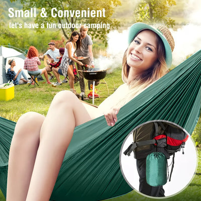 Hamac de camping en nylon avec sangles pour arbres et sac
