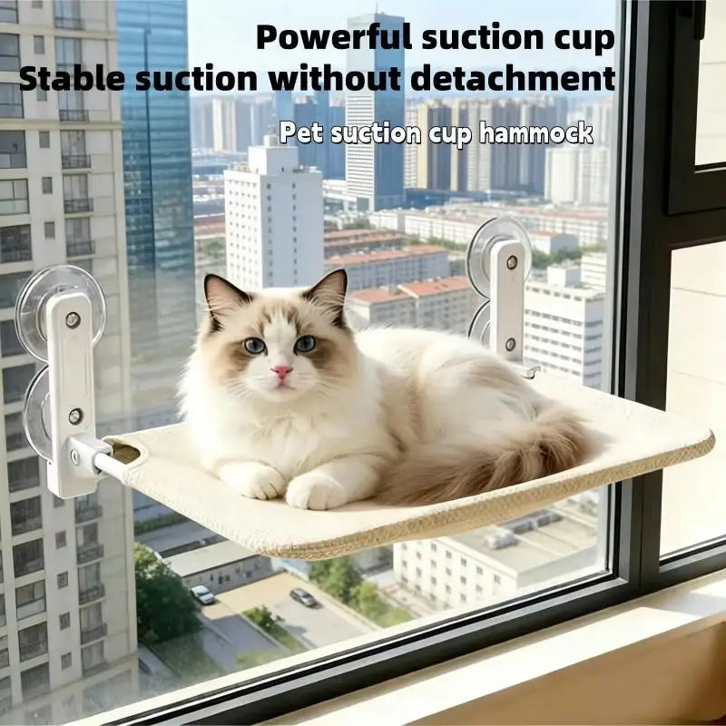Hamac pour Chat de Fenêtre Pliable à 4 Ventouses, Maille Respirante