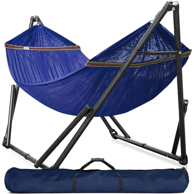 Hamac sur Pied Pliable 2 Places, Barres en Bois et Sac de Transport, vue 5