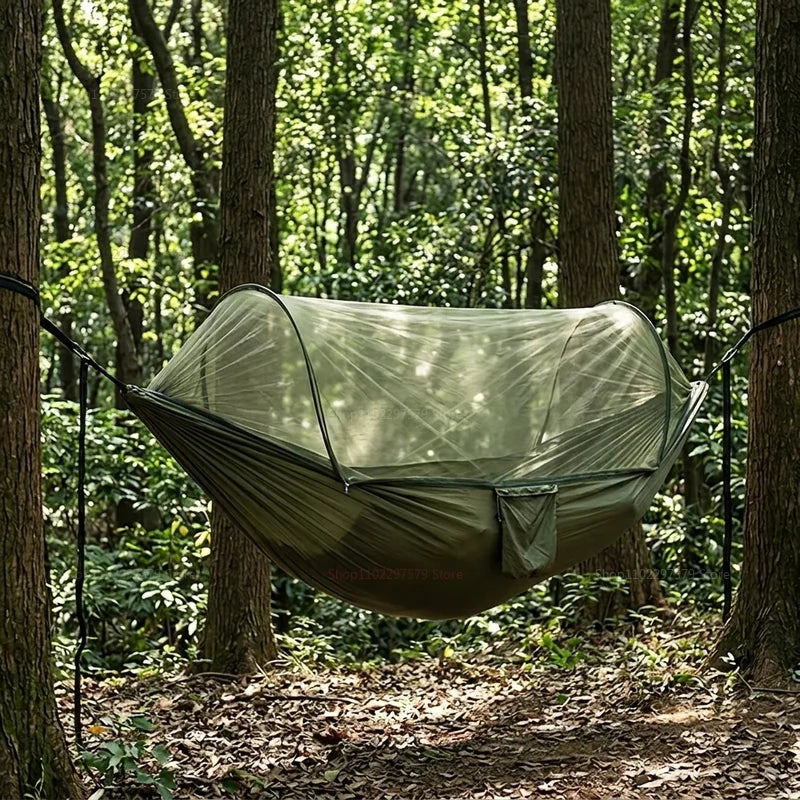 Hamac de Camping avec Moustiquaire Intégrée et Poche Latérale, 3 Coloris, Sac de Rangement, vue 5