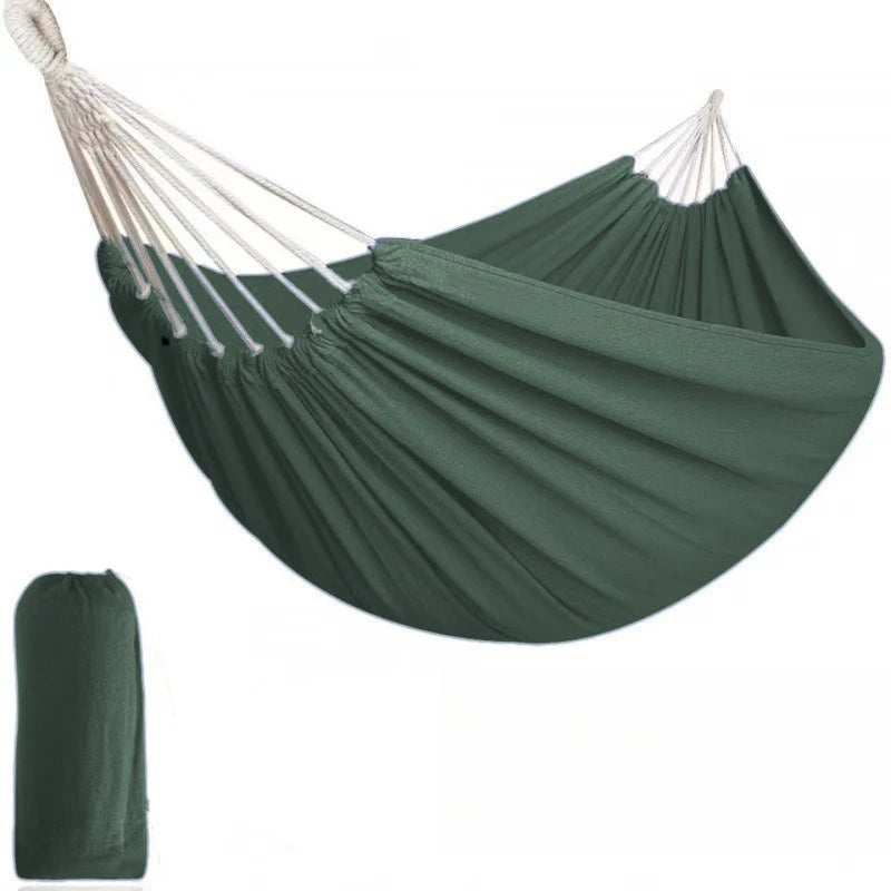Hamac Double en Canvas Polyester-Coton 300 x 150 cm, Blanc Cassé, Gris ou Vert Foncé