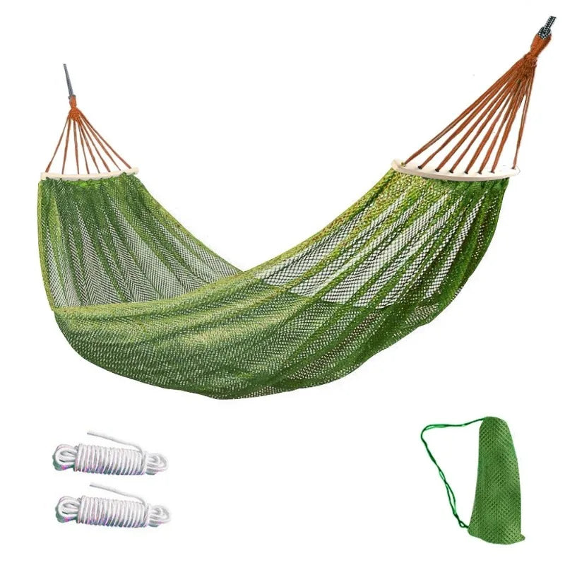 Hamac Filet à Barre en Bois ou sans Barre, Polyester, 4 Coloris