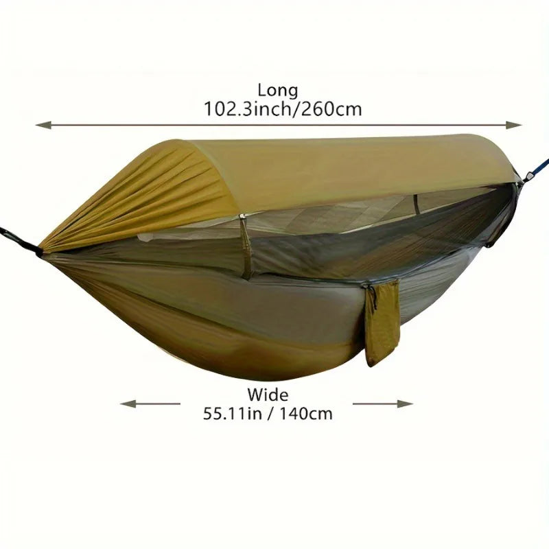 Hamac double anti-roulis avec moustiquaire et toit amovible, nylon 260 x 140 cm, vue 4