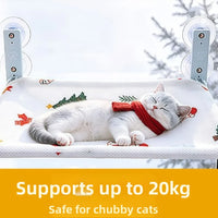 Hamac pour chat de fenêtre à ventouses, pliable, motif sapins de Noël, 52 x 30 cm