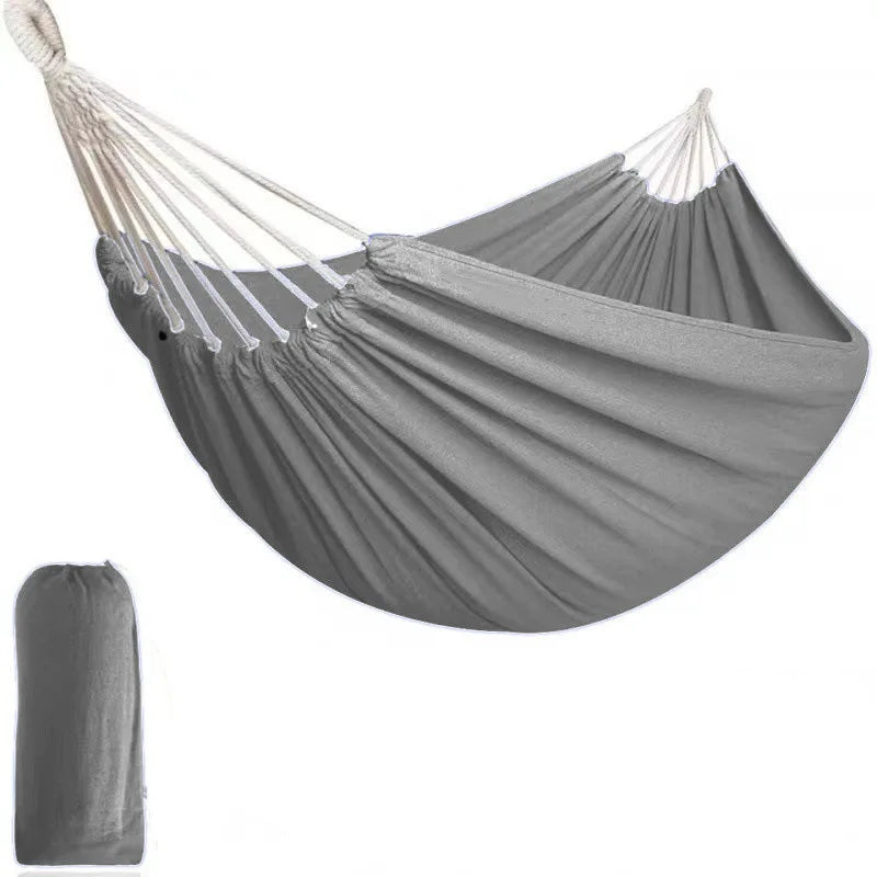 Hamac Double en Canvas Polyester-Coton 300 x 150 cm, Blanc Cassé, Gris ou Vert Foncé, vue 5
