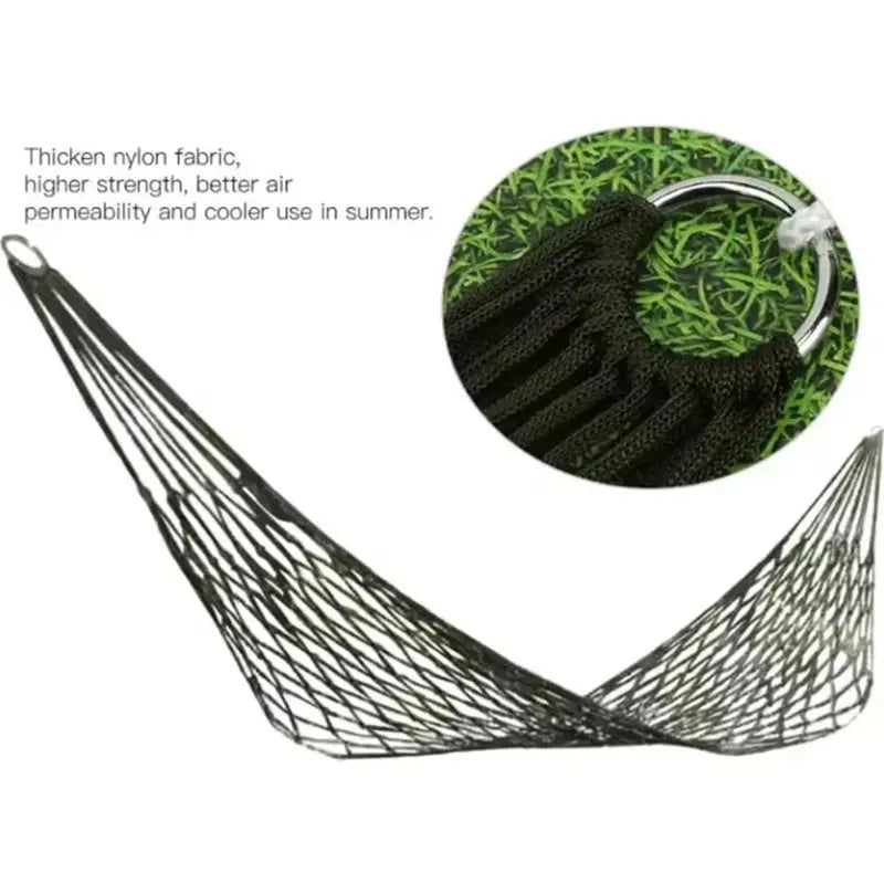 Hamac Filet de Camping en Nylon Épais, 1 Place, Vert Militaire, vue 2