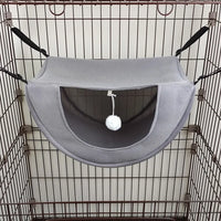 Hamac pour Chat à Suspendre en Cage, Maille Respirante avec Pompon