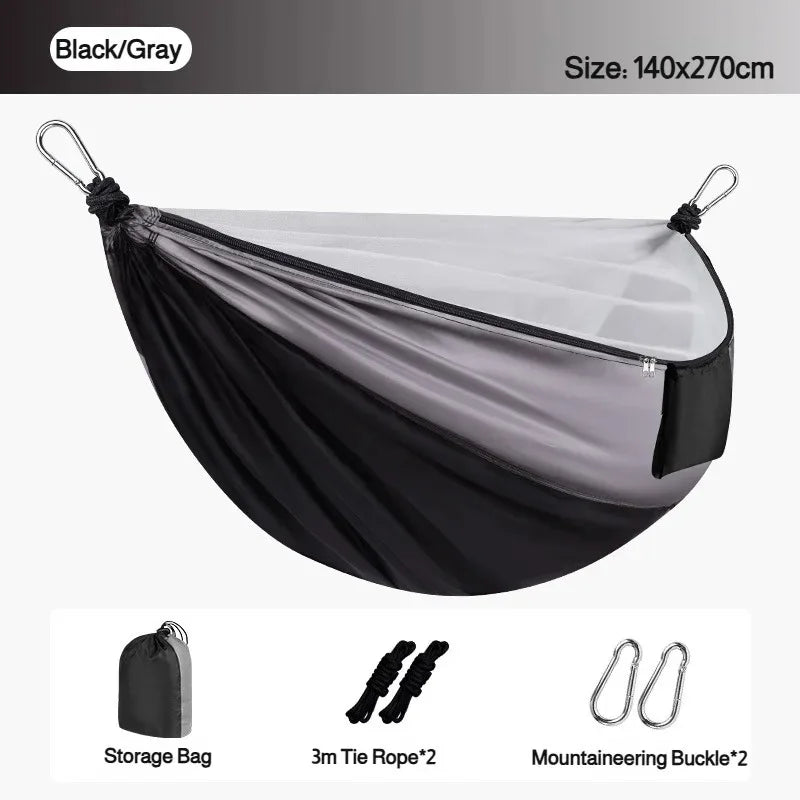 Hamac de Camping avec Moustiquaire Zippée, Polyester, 270 x 140 cm, vue 7