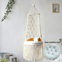 Hamac Chat Macramé Suspendu Bohème avec Coussin, 30 ou 40 cm, vue 9