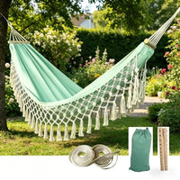 Hamac Bohème à Franges, Toile Polyester et Barres en Bois, 2 Places, vue 9