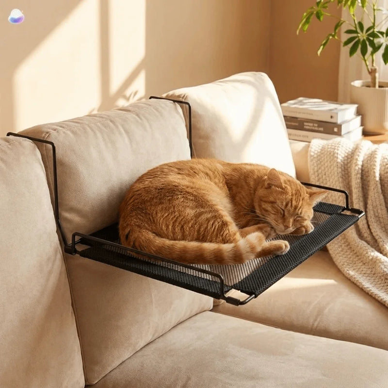 Hamac pour Chat à Crochets pour Radiateur, Canapé ou Fenêtre, Maille Noire, 45 x 30 cm, vue 3