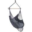 Chaise Hamac Suspendue en Coton et Lin, Barre en Bois, 2 Coussins