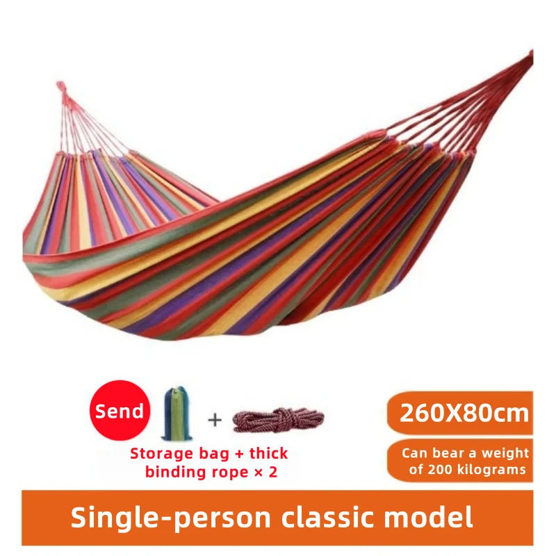 Hamac en toile rayée rouge, 1 ou 2 places, 260 x 80 ou 260 x 150 cm, vue 8