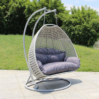 Fauteuil Suspendu Œuf Tressé avec Pied Métal en Arc, 7 Coloris de Coussin, vue 9